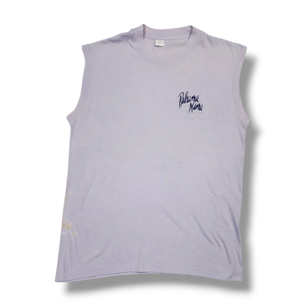 Vintage Bahama Mama Beach Crewneck Muscle Sleeveless Tank‎ Top Purple Men's L